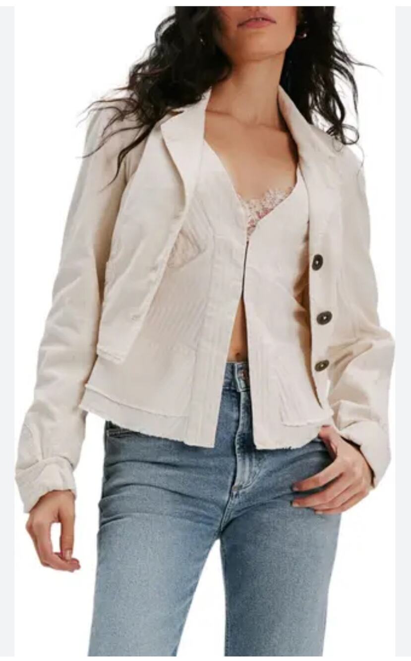 Free People Orly Velvet Blazer Corset Vest Off White L